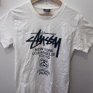 Stussy White Capitals T shirt